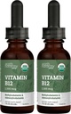 USDA Organic Vitamin B12 2000mcg Sublingual Liquid Supplement (2-Pack) - Vegan Methylcobalamin Drops for Natural Energy, Maintain Metabolism, and Immune System Support - 1 Fl Oz