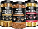 PURE ORIGINAL INGREDIENTS Ceylon Cinnamon, Berberine, and Turmeric Bundle (730 Capsules Each) No Magnesium or Rice Fillers
