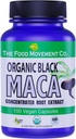THE FOOD MOVEMENT CO. Black Maca 500mg 60 Capsules - Organic, Non-GMO, Vegan, Gluten Free- Black Maca Root Supplement for Whole Body Wellness