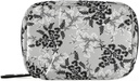 xigua Pill Organizer 7-Day Travel Pill Box Bag Black & Grey Small Flowers Pattern Daily Pill Case with Zipper Portable Suitable,Vitamin Supplement Holder