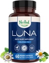 Nested Naturals Luna Sleep Supplement, Melatonin Free, Non-Habit Forming Herbal Sleep Supplement, Adult Bedtime Support, Help Sleeping w/Chamomile, Valerian, L-Theanine, 60 Vegan Capsules