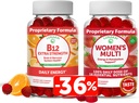 Lunakai Vitamin B12 and Women's Multivitamin Gummies Bundle - Non-GMO & Vegan Supplement for Energy Support and Bone Health - 100% Daily Value of 16 Essential Vitamins and Minerals - 30 Days Supply
