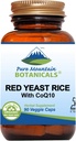 Pure Mountain Botanicals Red Yeast Rice with CoQ10 90 Kosher Vegan Capsules Now with 600mg Organic Red Rice Yeast Plus Co Q 10