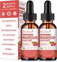 (2 Pack) Magnesium Glycinate Liquid Drops w/ 1500mg Magnesium Glycinate, Taurate, Malate, Citrate, Calcium Plus Potassium for Nerve, Bone, Heart Health & Energy Zzz -High Absorption-Raspberry Flavor