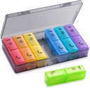 BUG HULL Pill Organizer 2 Times a Day, Large Weekly Pill Box AM PM, 7 Day Pill Case, Day and Night Vitamin Containers for Vitamins, Pill Holder for Supplements