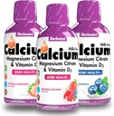 Bluebonnet Nutrition Liquid Calcium Citrate Magnesium Citrate, Vitamin D3 - Bundle of Blueberry, Strawberry and Mix Berry Flavor, 3 Bottle of 16 Fl Oz Each (48 Fl Oz Total)